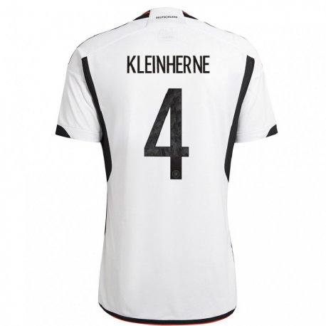 Kandiny Homme Maillot Allemagne Sophia Kleinherne #4 Blanc Noir Tenues Domicile 22-24 T-shirt
