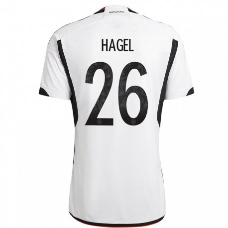 Kandiny Homme Maillot Allemagne Chantal Hagel #26 Blanc Noir Tenues Domicile 22-24 T-shirt