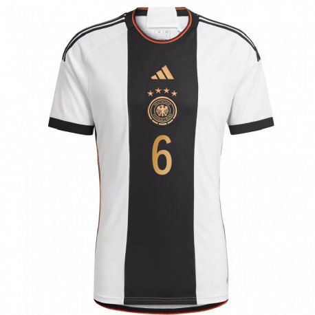 Kandiny Homme Maillot Allemagne Tom Kraub #6 Blanc Noir Tenues Domicile 22-24 T-shirt