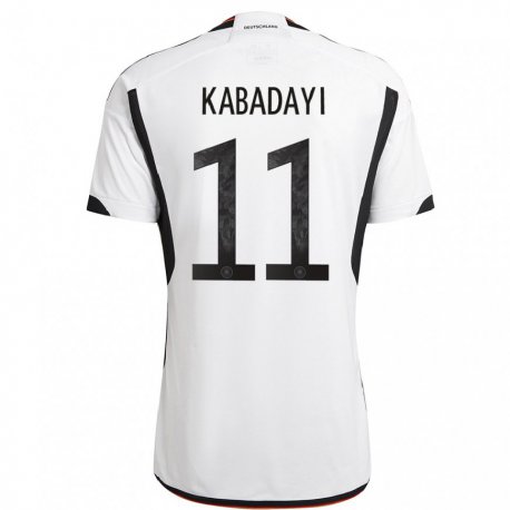 Kandiny Homme Maillot Allemagne Yusuf Kabadayi #11 Blanc Noir Tenues Domicile 22-24 T-shirt