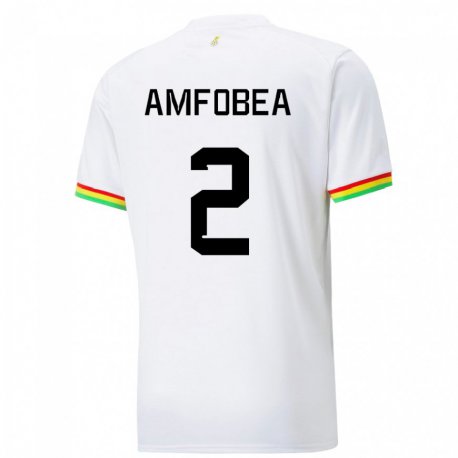 Kandiny Homme Maillot Ghana Gladys Amfobea #2 Blanc Tenues Domicile 22-24 T-shirt