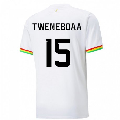 Kandiny Homme Maillot Ghana Justice Tweneboaa #15 Blanc Tenues Domicile 22-24 T-shirt