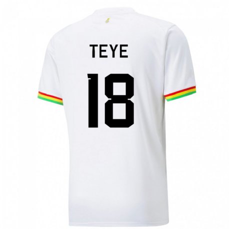 Kandiny Homme Maillot Ghana Suzzy Teye #18 Blanc Tenues Domicile 22-24 T-shirt