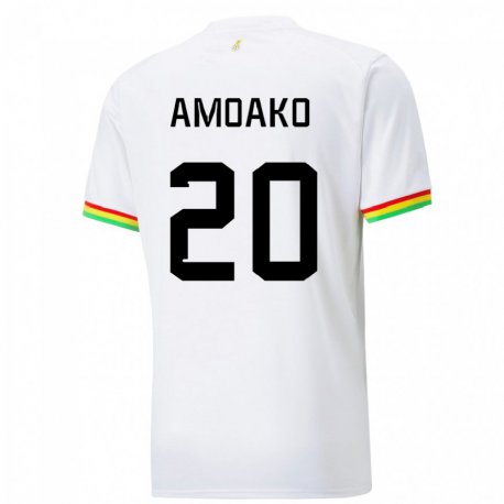 Kandiny Homme Maillot Ghana Linda Amoako #20 Blanc Tenues Domicile 22-24 T-shirt