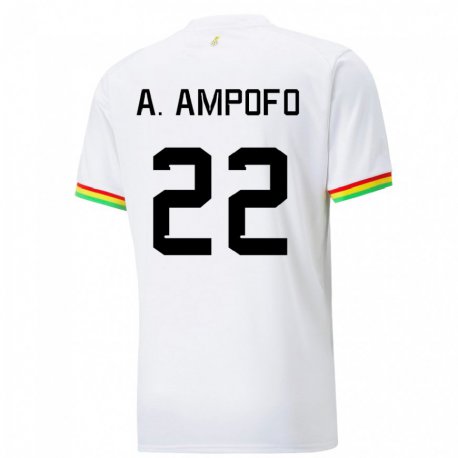Kandiny Homme Maillot Ghana Eugene Amankwah Ampofo #22 Blanc Tenues Domicile 22-24 T-shirt