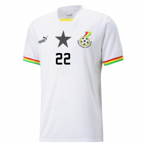 Kandiny Homme Maillot Ghana Eugene Amankwah Ampofo #22 Blanc Tenues Domicile 22-24 T-shirt