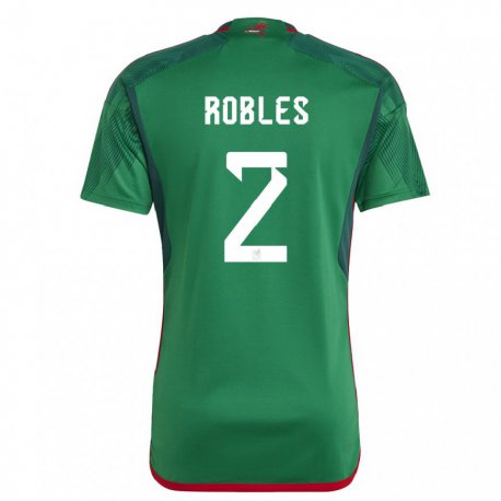 Kandiny Homme Maillot Mexique Kenti Robles #2 Vert Tenues Domicile 22-24 T-shirt