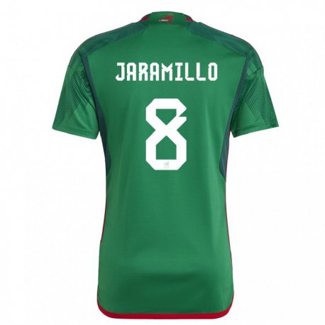 Kandiny Homme Maillot Mexique Carolina Jaramillo #8 Vert Tenues Domicile 22-24 T-shirt