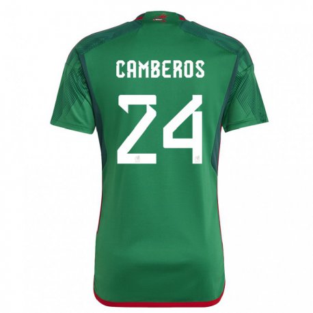 Kandiny Homme Maillot Mexique Scarlett Camberos #24 Vert Tenues Domicile 22-24 T-shirt