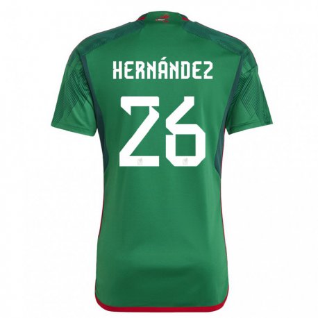 Kandiny Homme Maillot Mexique Nicolette Hernandez #26 Vert Tenues Domicile 22-24 T-shirt