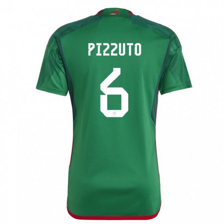Kandiny Homme Maillot Mexique Eugenio Pizzuto #6 Vert Tenues Domicile 22-24 T-shirt