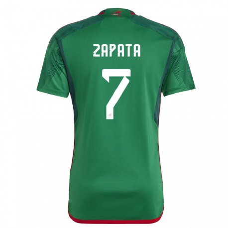Kandiny Homme Maillot Mexique Angel Zapata #7 Vert Tenues Domicile 22-24 T-shirt