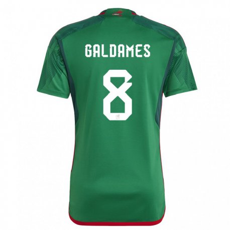 Kandiny Homme Maillot Mexique Benjamin Galdames #8 Vert Tenues Domicile 22-24 T-shirt