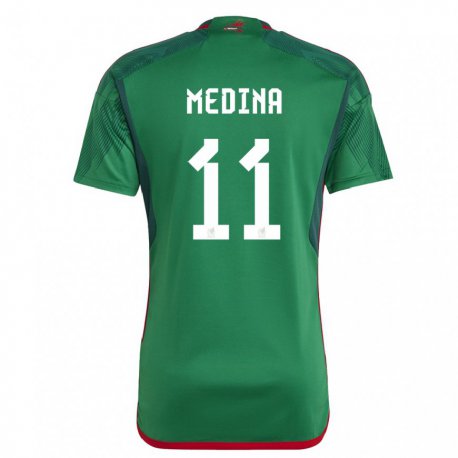 Kandiny Homme Maillot Mexique Diego Medina #11 Vert Tenues Domicile 22-24 T-shirt