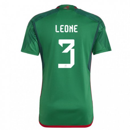 Kandiny Homme Maillot Mexique Antonio Leone #3 Vert Tenues Domicile 22-24 T-shirt