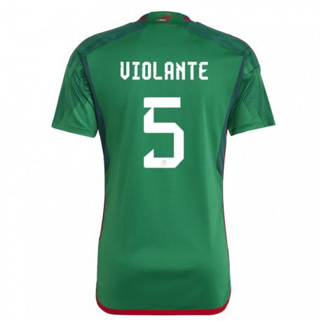 Kandiny Homme Maillot Mexique Isaias Violante #5 Vert Tenues Domicile 22-24 T-shirt