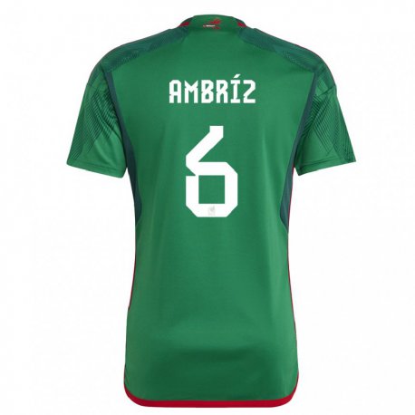 Kandiny Homme Maillot Mexique Fidel Ambriz #6 Vert Tenues Domicile 22-24 T-shirt