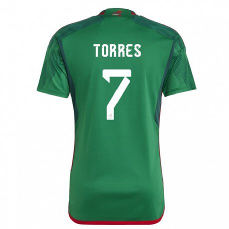 Kandiny Homme Maillot Mexique Christian Torres #7 Vert Tenues Domicile 22-24 T-shirt