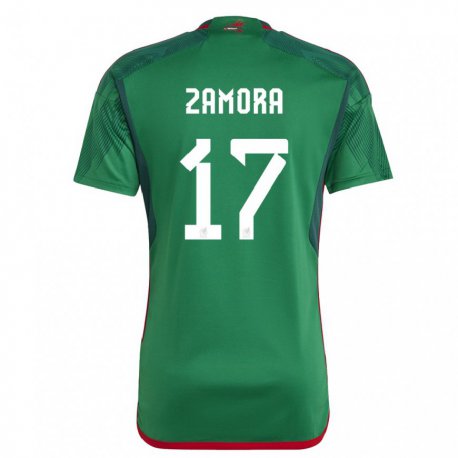 Kandiny Homme Maillot Mexique Saul Zamora #17 Vert Tenues Domicile 22-24 T-shirt