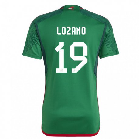Kandiny Homme Maillot Mexique Esteban Lozano #19 Vert Tenues Domicile 22-24 T-shirt