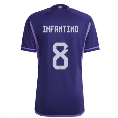 Kandiny Homme Maillot Argentine Gino Infantino #8 Violet Tenues Extérieur 22-24 T-shirt