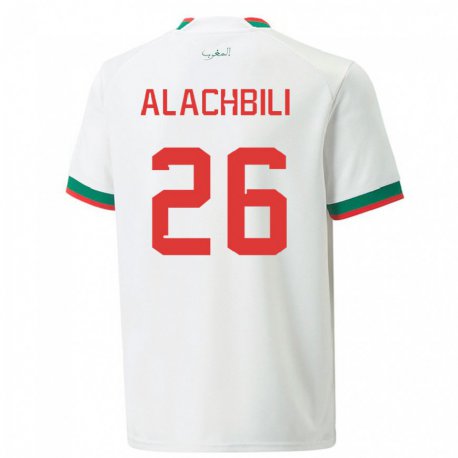 Kandiny Homme Maillot Maroc Taha Alachbili #26 Blanc Tenues Extérieur 22-24 T-shirt