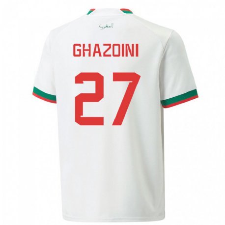 Kandiny Homme Maillot Maroc Amine Ghazoini #27 Blanc Tenues Extérieur 22-24 T-shirt