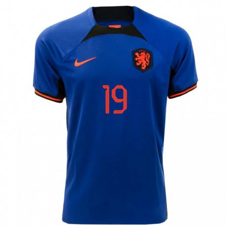 Kandiny Homme Maillot Pays-bas Olivier Aertssen #19 Bleu Royal Tenues Extérieur 22-24 T-shirt