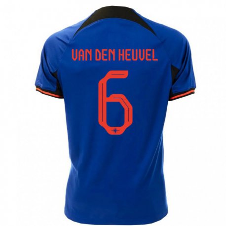 Kandiny Homme Maillot Pays-bas Tim Van Den Heuvel #6 Bleu Royal Tenues Extérieur 22-24 T-shirt