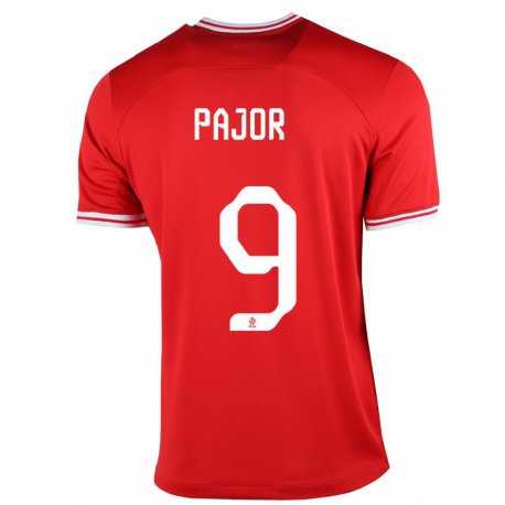 Kandiny Homme Maillot Pologne Ewa Pajor #9 Rouge Tenues Extérieur 22-24 T-shirt