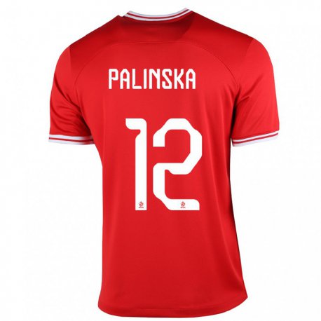 Kandiny Homme Maillot Pologne Anna Palinska #12 Rouge Tenues Extérieur 22-24 T-shirt