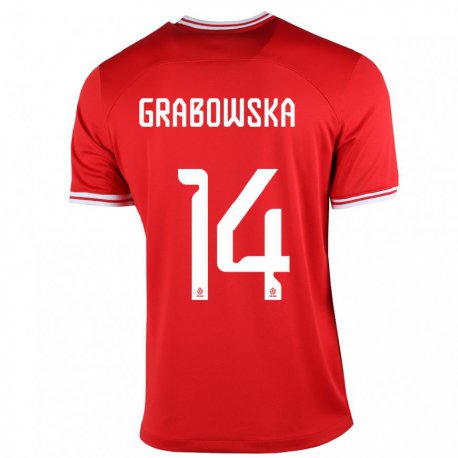 Kandiny Homme Maillot Pologne Dominika Grabowska #14 Rouge Tenues Extérieur 22-24 T-shirt