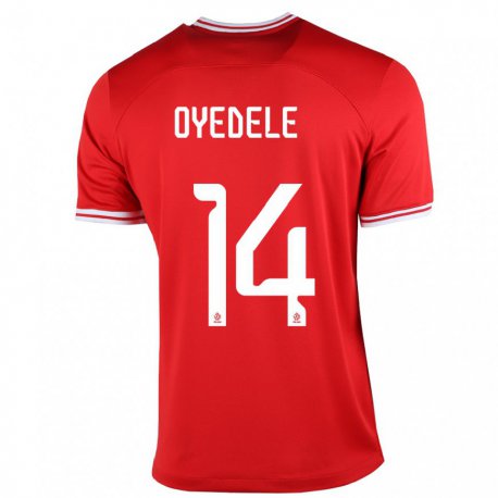 Kandiny Homme Maillot Pologne Maximillian Oyedele #14 Rouge Tenues Extérieur 22-24 T-shirt