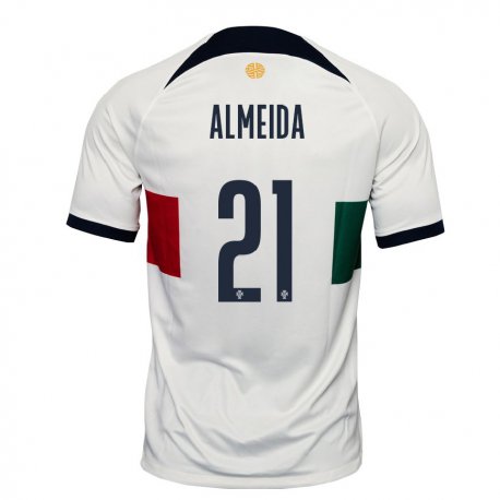Kandiny Homme Maillot Portugal Andre Almeida #21 Blanc Tenues Extérieur 22-24 T-shirt