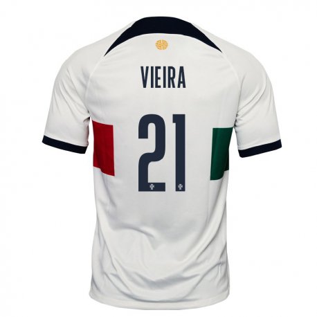 Kandiny Homme Maillot Portugal Fabio Vieira #21 Blanc Tenues Extérieur 22-24 T-shirt