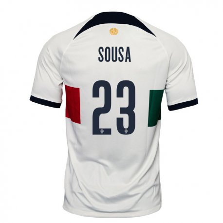 Kandiny Homme Maillot Portugal Afonso Sousa #23 Blanc Tenues Extérieur 22-24 T-shirt