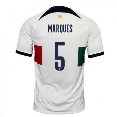 Kandiny Homme Maillot Portugal Martim Marques #5 Blanc Tenues Extérieur 22-24 T-shirt