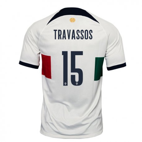 Kandiny Homme Maillot Portugal Diogo Travassos #15 Blanc Tenues Extérieur 22-24 T-shirt