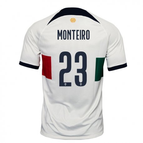 Kandiny Homme Maillot Portugal David Monteiro #23 Blanc Tenues Extérieur 22-24 T-shirt