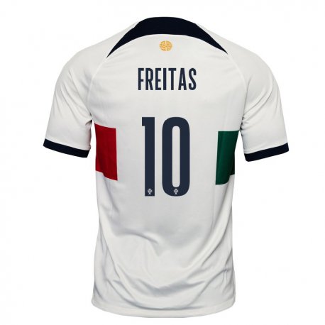 Kandiny Homme Maillot Portugal Tiago Freitas #10 Blanc Tenues Extérieur 22-24 T-shirt
