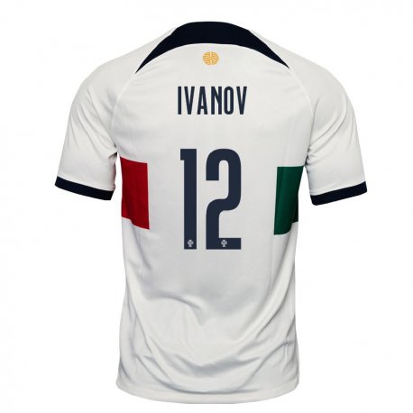 Kandiny Homme Maillot Portugal David Ivanov #12 Blanc Tenues Extérieur 22-24 T-shirt