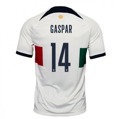 Kandiny Homme Maillot Portugal Guilherme Gaspar #14 Blanc Tenues Extérieur 22-24 T-shirt