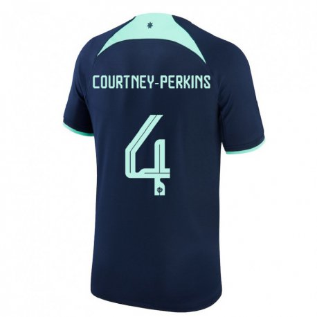 Kandiny Homme Maillot Australie Jordan Courtney Perkins #4 Bleu Foncé Tenues Extérieur 22-24 T-shirt