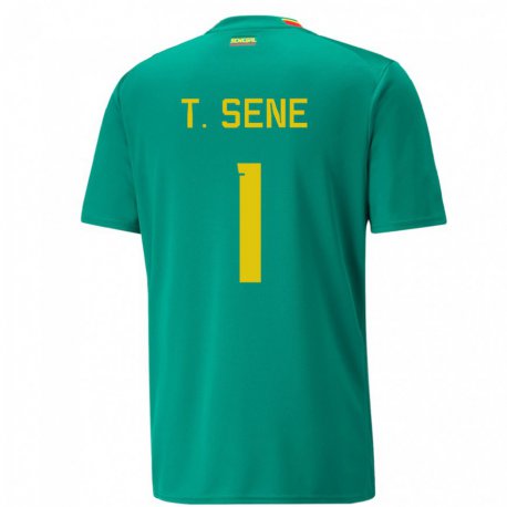 Kandiny Homme Maillot Sénégal Thiaba Gueye Sene #1 Vert Tenues Extérieur 22-24 T-shirt