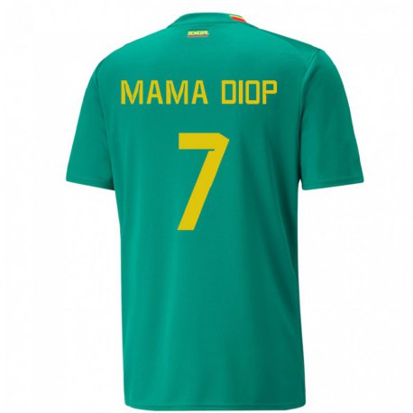 Kandiny Homme Maillot Sénégal Mama Diop #7 Vert Tenues Extérieur 22-24 T-shirt