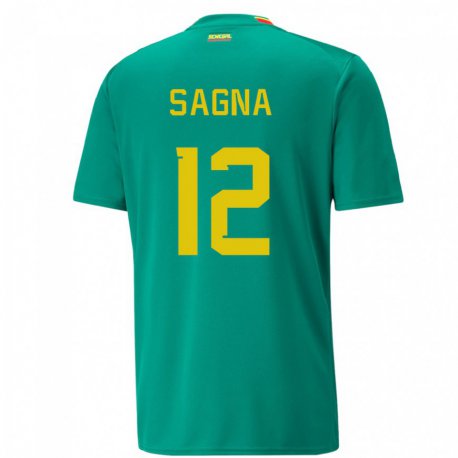 Kandiny Homme Maillot Sénégal Safietou Sagna #12 Vert Tenues Extérieur 22-24 T-shirt
