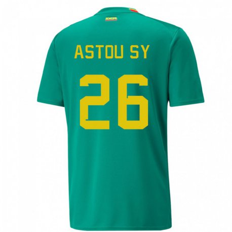Kandiny Homme Maillot Sénégal Astou Sy #26 Vert Tenues Extérieur 22-24 T-shirt