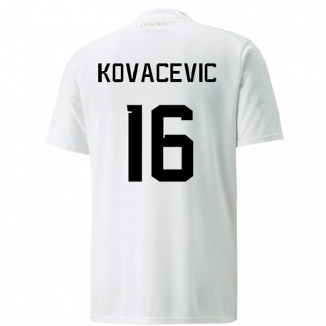 Kandiny Homme Maillot Serbie Bojan Kovacevic #16 Blanc Tenues Extérieur 22-24 T-shirt