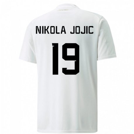 Kandiny Homme Maillot Serbie Nikola Jojic #19 Blanc Tenues Extérieur 22-24 T-shirt