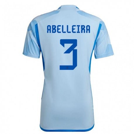 Kandiny Homme Maillot Espagne Teresa Abelleira #3 Bleu Ciel Tenues Extérieur 22-24 T-shirt